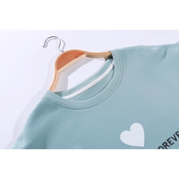 Cotton Women’s Pajama Set 2 Pcs Short Sleeve Pullover Top Sleepwear Long PJ Pant - Picture 2 of 10